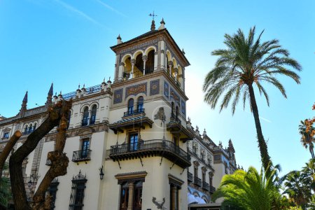 Photo for Seville, Spain - Dec 6, 2021: Commissioned by the King of Spain to play host to international dignitaries during the 1929 Exhibition, Hotel Alfonso XIII remains an iconic cultural landmark. - Royalty Free Image