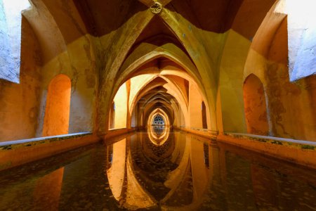 Photo for Seville, Spain - Dec 8, 2021: Baths of Dona Maria de Padilla in the Royal Alcazar of Seville, Spain. - Royalty Free Image