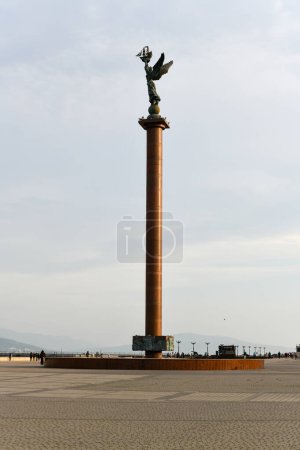 Photo for The stele "Naval Glory of Russia" on the Admiral Serebryakov Embankment in Novorossiysk, Russia. - Royalty Free Image
