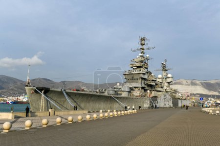 Photo for Cruiser Mikhail Kutuzov the famous sightseeing of Novorossiysk, Russia. Warship is museum ship now. - Royalty Free Image