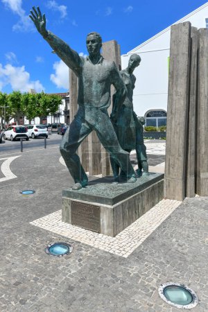 Photo for Ponta Delgada, Sao Miguel, Azores, Portugal - July 3, 2022: Monument to the Emigrant, 1999, by Alvaro Raposo de Franca, located at Campo de Sao Francisco - Royalty Free Image