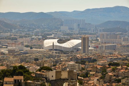 Photo for Marseille, France - Jul 18, 2022: The Stade Velodrome, known as the Orange Velodrome in Marseille, France. It is home to the Olympique de Marseille football club of Ligue 1 - Royalty Free Image