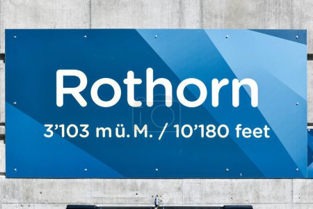 Photo for Sign for Rothorn Station in the Swiss Alps in Switzerland. - Royalty Free Image