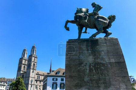 Photo for Statue of military leader Hans Waldmann in Zurich, Switzerland. - Royalty Free Image