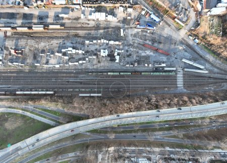 Aerial view of the Bay Ridge Rail Yard  (65th Street Yard) Brooklyn, New York