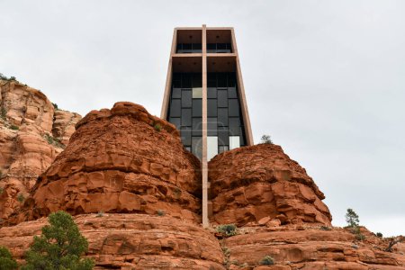 Chapel of the Holy Cross - Cross shaped church built into rock cliffs in Sedona, Arizona.