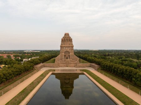 Panoramic view over the city of Leipzig with the Monument to the Battle of the Nations in Leipzig, Saxony, Germany
