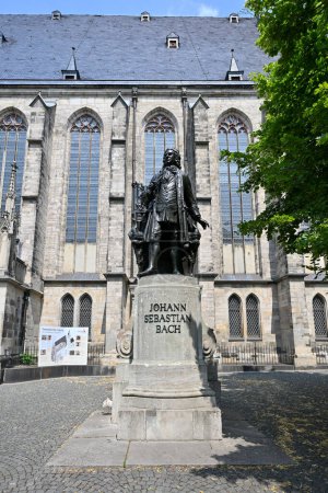 Photo for Monument to the Thomaskantor and composer Johann Sebastian Bach in front of the Thomaskirche in Leipzig (Saxony, Germany) - Royalty Free Image