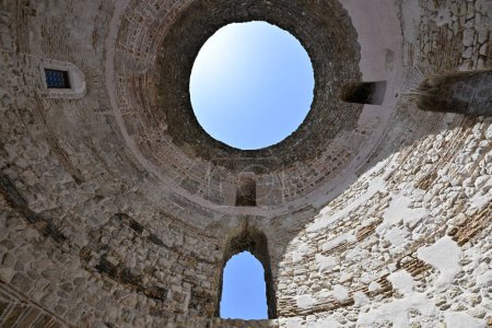 Ancient roman landmark Vestibule in old city center of town Split, Croatia.