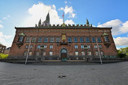 Copenhagen town hall. Historic City Hall Building in Denmark. interior Hall building Kobenhavns located on Square in central Copenhagen.