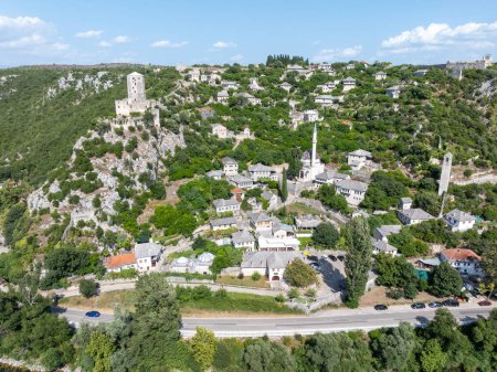 Aerial view of the skyline of Pocitelj in Bosnia Herzegovina.