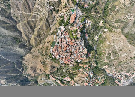 Vue aérienne spectaculaire sur Taormina et Castelmola Villages médiévaux en Sicile, Italie
