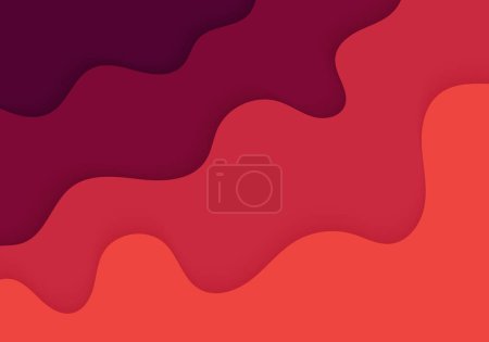Photo for Abstract gradient red and magenta wavy pattern design with papercut design and shadow. Overlapping design for the cover background. Vector - Royalty Free Image