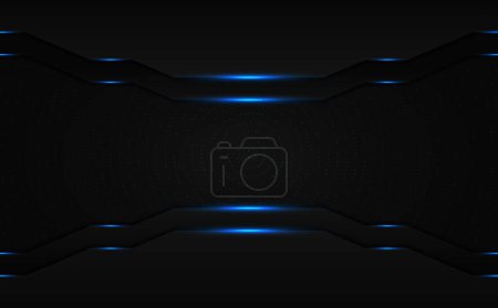 Photo for Abstract futuristic template design of black background with blue glitters decorative artwork. Overalpping with simple style artwork decoratin. vector - Royalty Free Image