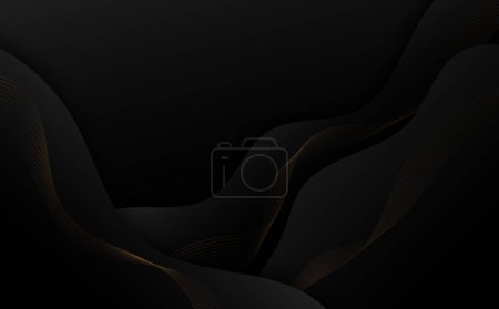 Photo for Abstract gradient black and grey stripe lines decorative artwork. Overlapping with luxury golden lines design background. illustration - Royalty Free Image