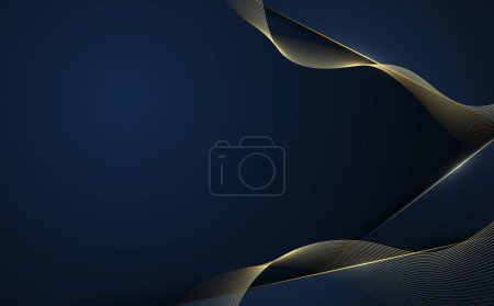 Photo for Abstract gradient blue template decorative artwork. Overlapping with golden stripe line background. Vector - Royalty Free Image