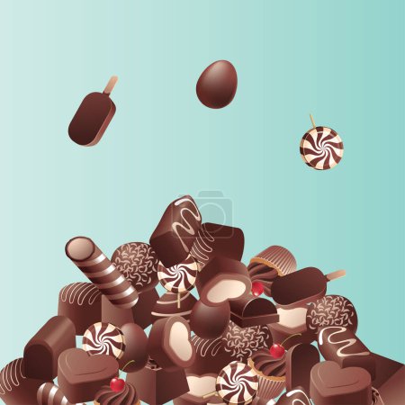 Ilustración de Chocolate bar/ chocolate bar pieces / nut chocolate/ chocolate background. Piles of chocolate - Imagen libre de derechos