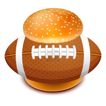 Illustration for A Football in burger on white background. Sport and entertainment concept. - Royalty Free Image