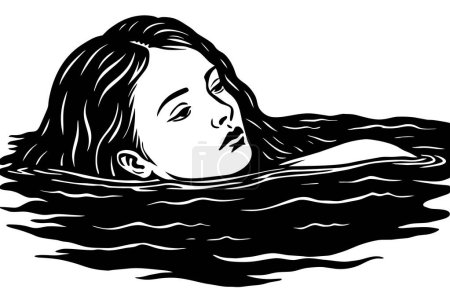 Mujer acostada boca arriba en la superficie del mar.