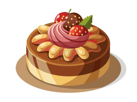 Illustration for A detailed illustration of a delicious dessert with realistic textures and shadows. Generative AI. - Royalty Free Image