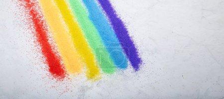 Exhibición artística de género Colores inclusivos en polvo. Personas LGBTQ. Concepto de homosexual, comunidad gay, sociedad LGBTQ tolerante