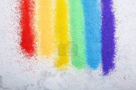 Foto de Espectro de gradación de arena de colores. Personas LGBTQ. Concepto de homosexual, comunidad gay, sociedad LGBTQ tolerante - Imagen libre de derechos
