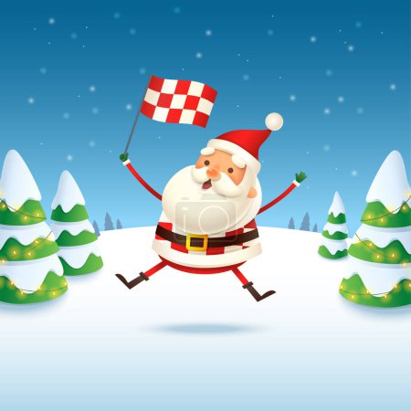 Téléchargez les illustrations : Santa Claus fan de football croate illustration vectorielle paysage hiver - en licence libre de droit