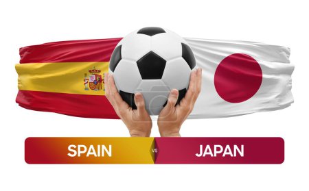 Photo for Spain vs Japan national teams soccer football match competition concept. - Royalty Free Image