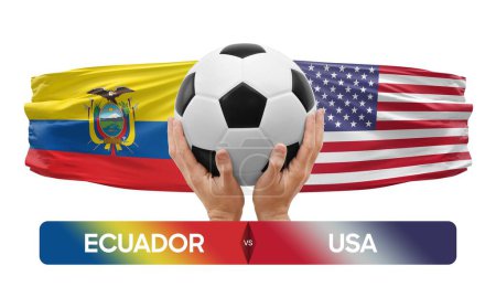Photo for Ecuador vs USA national teams soccer football match competition concept. - Royalty Free Image