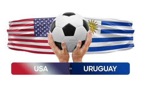 Photo for USA vs Uruguay national teams soccer football match competition concept. - Royalty Free Image