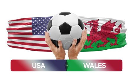 Foto de Estados Unidos vs wales equipos nacionales fútbol fútbol partido concepto de competición. - Imagen libre de derechos