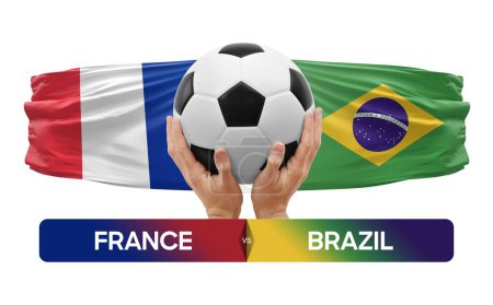 Photo for France vs Brazil national teams soccer football match competition concept. - Royalty Free Image