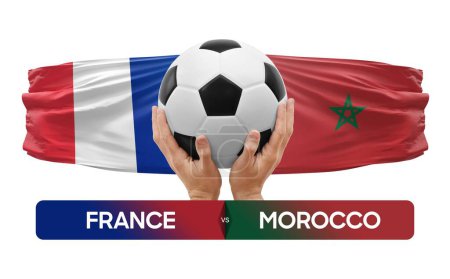 Téléchargez les photos : France vs Maroc équipes nationales football match concept de compétition. - en image libre de droit