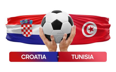 Photo for Croatia vs Tunisia national teams soccer football match competition concept. - Royalty Free Image