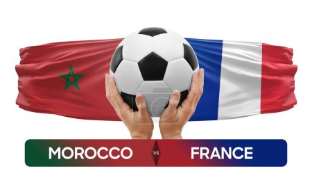 Téléchargez les photos : Maroc vs France équipes nationales football match concept de compétition. - en image libre de droit