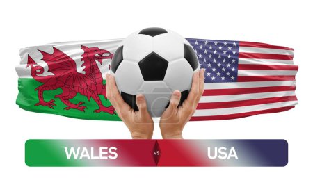 Photo for Wales vs USA national teams soccer football match competition concept. - Royalty Free Image