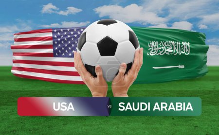 Photo for USA vs Saudi Arabia national teams soccer football match competition concept. - Royalty Free Image