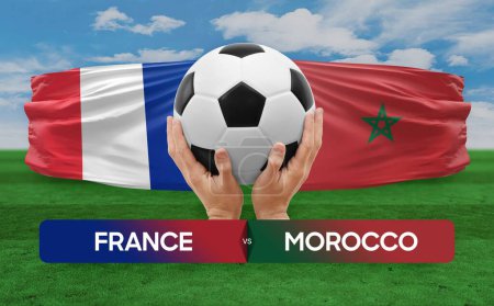 Téléchargez les photos : France vs Maroc équipes nationales football match concept de compétition. - en image libre de droit