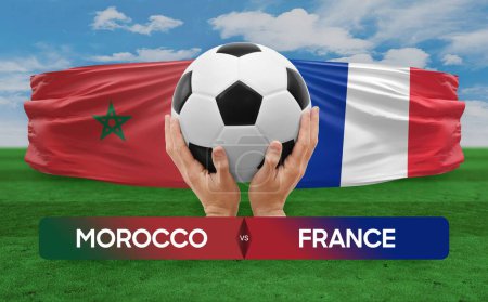 Téléchargez les photos : Maroc vs France équipes nationales football match concept de compétition. - en image libre de droit