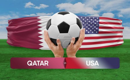 Photo for Qatar vs USA national teams soccer football match competition concept. - Royalty Free Image