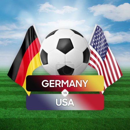 Alemania vs EE.UU. Selecciones nacionales fútbol partido concepto de competición.