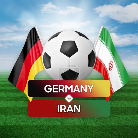 Foto de Alemania vs Irán Selecciones nacionales fútbol partido concepto de competición. - Imagen libre de derechos