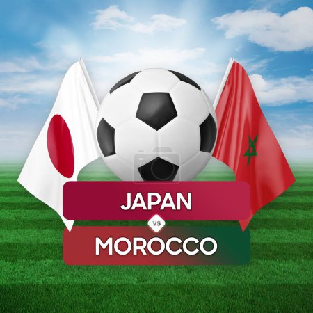 Photo for Japan vs Morocco national teams soccer football match competition concept. - Royalty Free Image