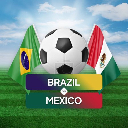 Fußball-Länderspiel-Konzept Brasilien vs Mexiko.