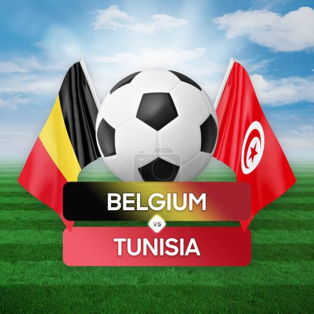 Bélgica vs Túnez Selecciones nacionales fútbol partido concepto de competición.