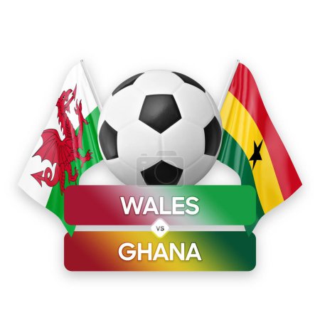 Fußballspiel-Wettbewerbskonzept Wales vs Ghana.