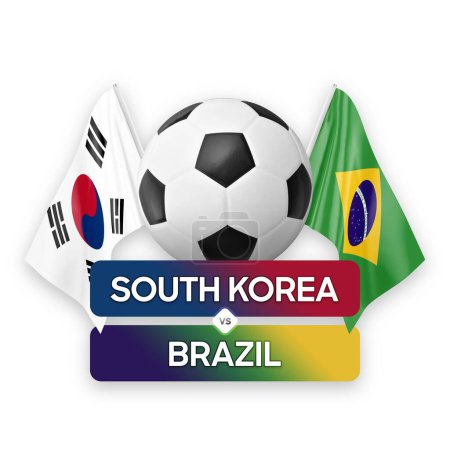 Corea del Sur vs Brasil equipos nacionales fútbol partido competencia concepto.