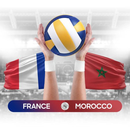 Téléchargez les photos : France vs Maroc équipes nationales volley-ball match concept de compétition. - en image libre de droit
