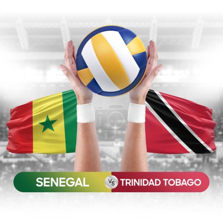 Photo for Senegal vs Trinidad Tobago national teams volleyball volley ball match competition concept. - Royalty Free Image
