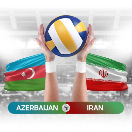 Téléchargez les photos : Azerbaïdjan vs Iran équipes nationales volley-ball match concept de compétition. - en image libre de droit